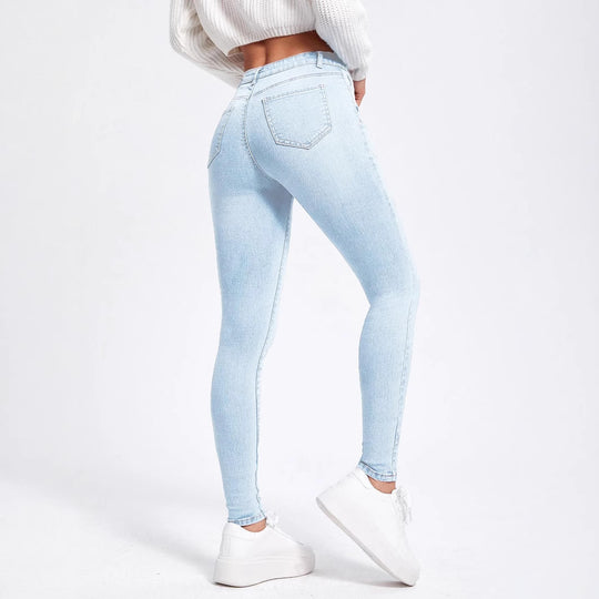 Damen Hochgeschnittene elastische Skinny-Jeans mit hoher Taille und Slim-Fit Nord Taschen