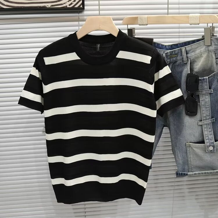 Herren Gestreiftes Kurzarm-Shirt Nord Taschen
