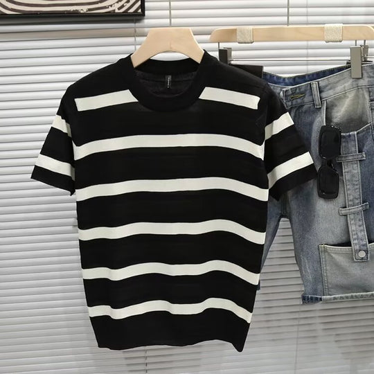 Herren Gestreiftes Kurzarm-Shirt Nord Taschen