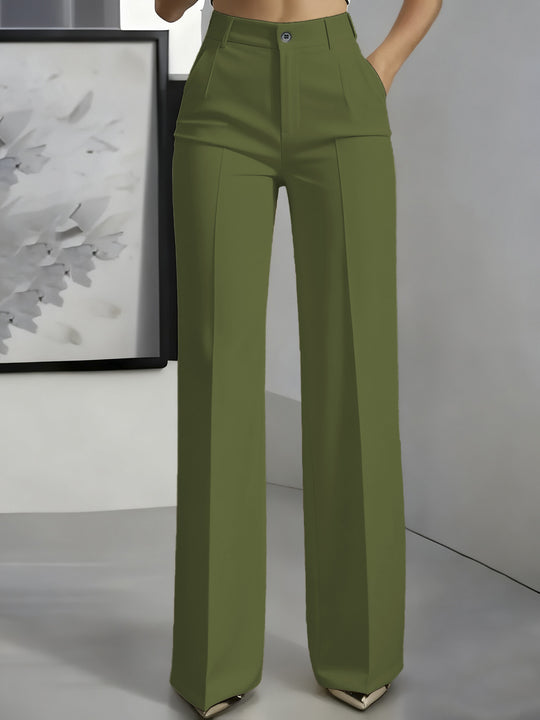 Damen Hochtaillierte Palazzo-Hose mit Bügelfalte und Eingrifftaschen Nord Taschen
