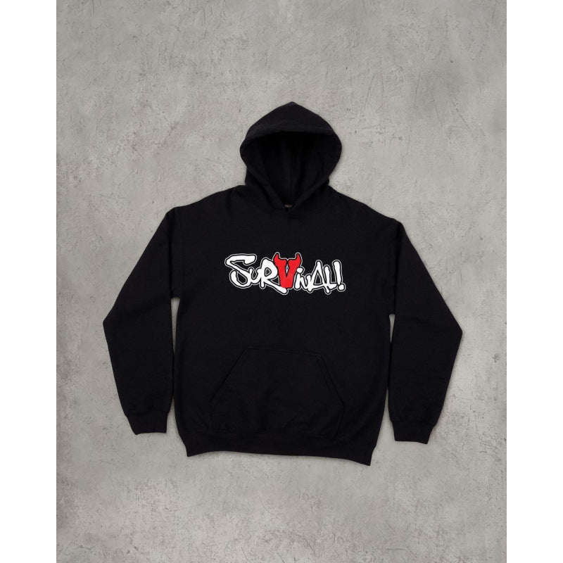 Unisex Kapuzensweatshirt mit Used-Frontdruck und Kängurutasche Nord Taschen