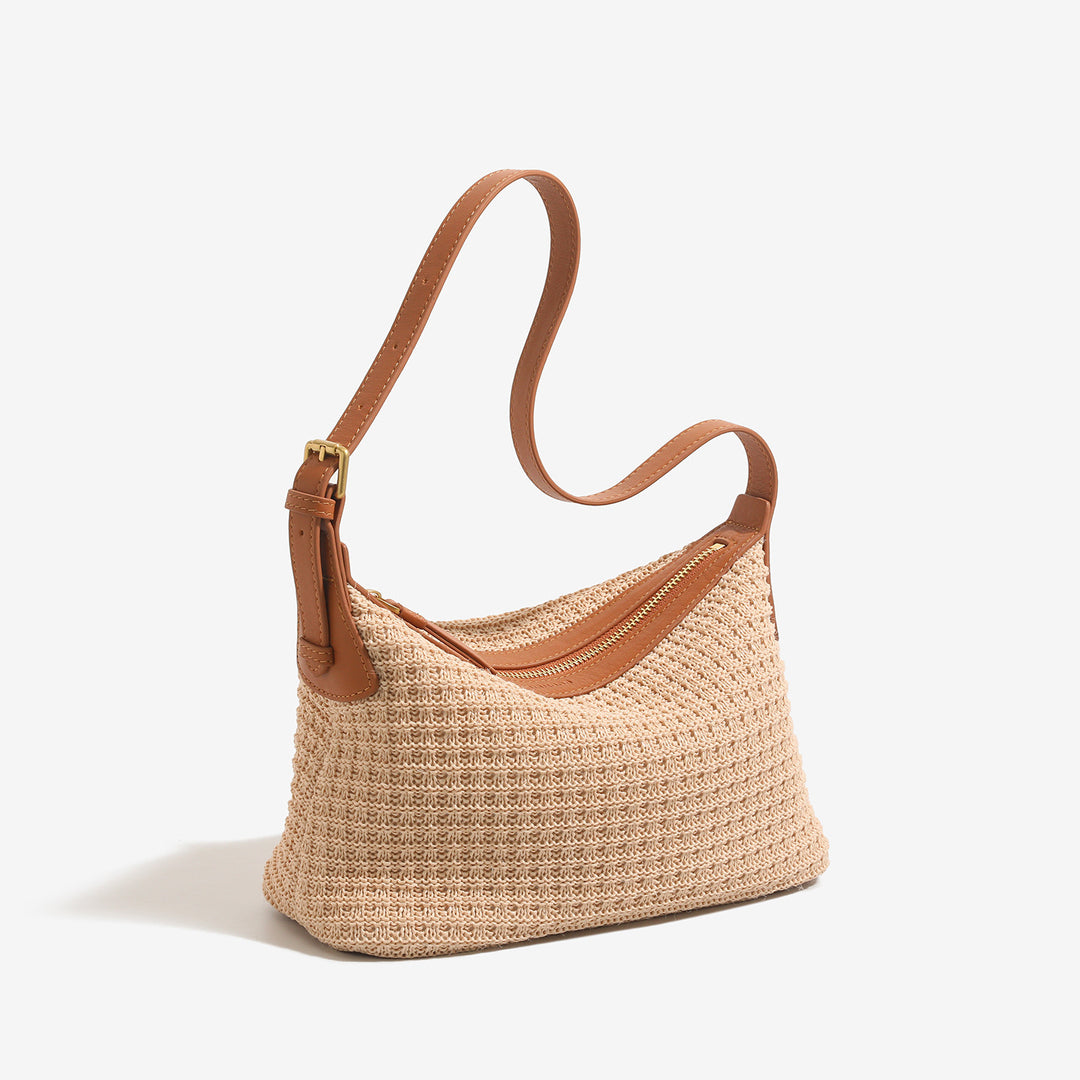 Damen Umhängetasche mit dekorativem Strickmuster und verstellbarem Schulterriemen Nord Taschen
