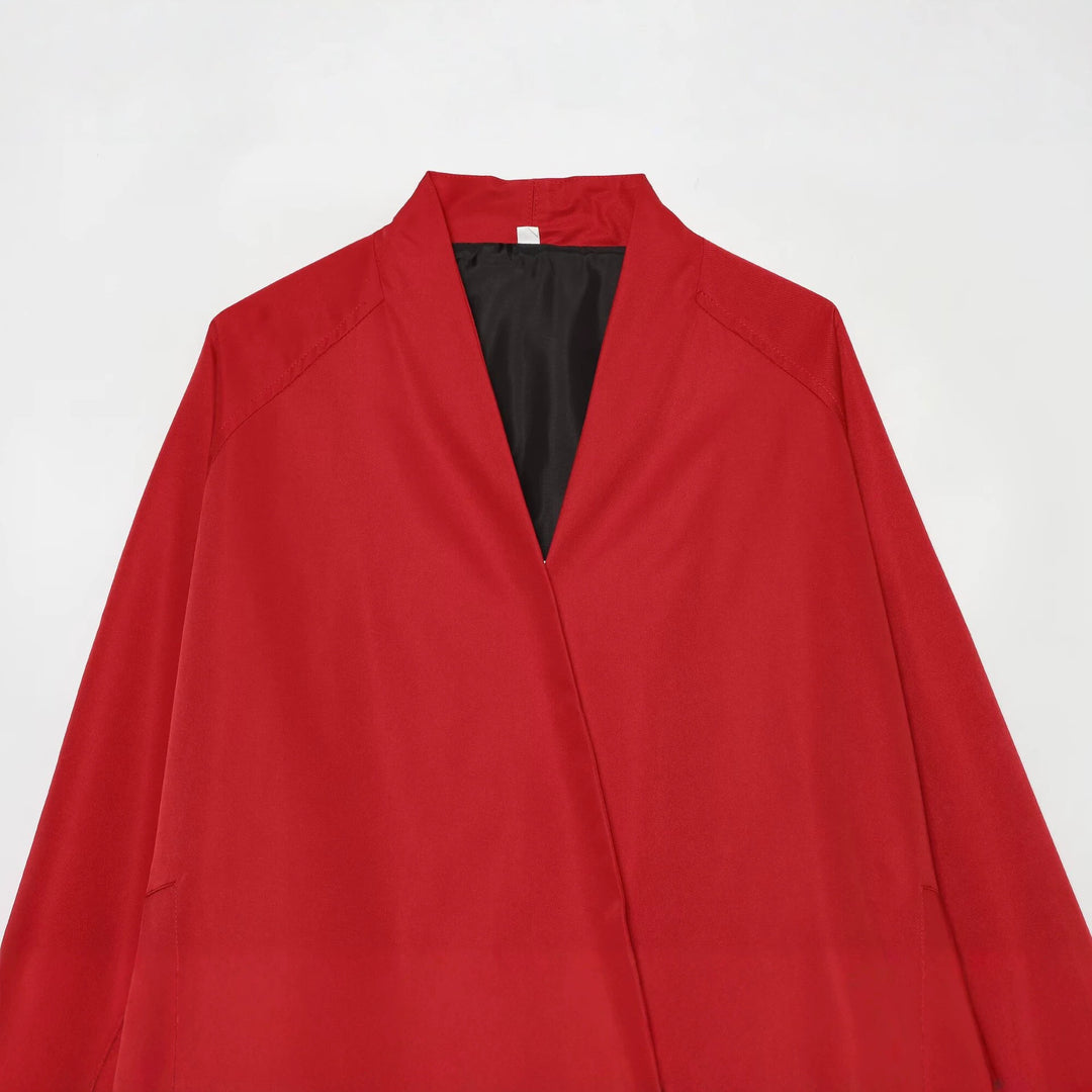Damen Kurzjacke im Bomberstil mit Kimono-Kragen, Ballonärmeln und elastischem Saum Nord Taschen