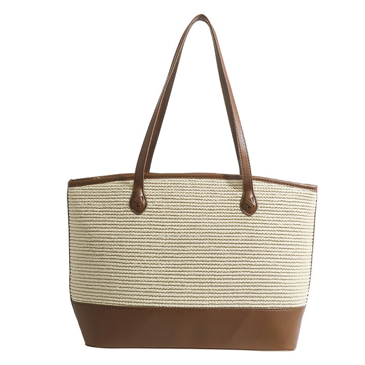 Damen Strandtasche mit hochwertigen Kunstlederelementen und robustem geflochtenem Design Nord Taschen