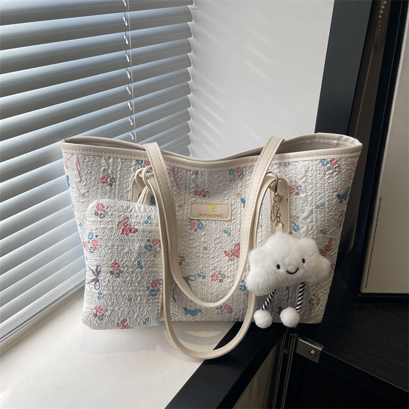 Damen modische Strandtasche mit floralem Stickmuster und separatem Kosmetiktäschchen Nord Taschen