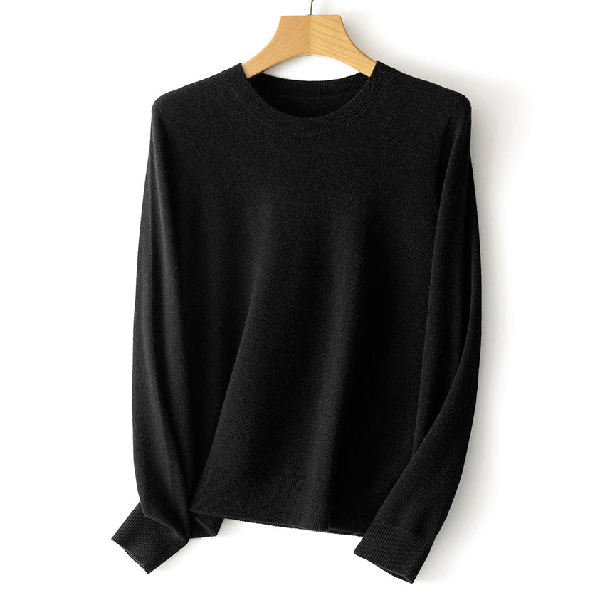 Damen Feinstrick-Rundhalspullover aus Kaschmir-Mix mit leichter Oversize-Passform Nord Taschen