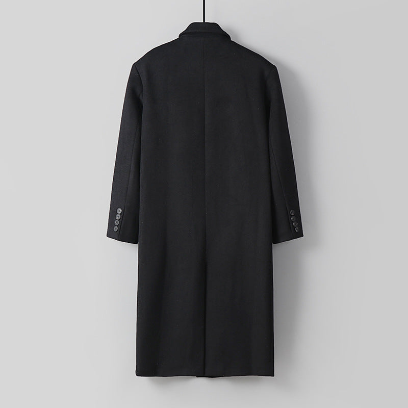 Herren Klassischer Doppelreiher-Longcoat aus Wollmischung mit Schalkragen und feiner Innenfutterverarbeitung Nord Taschen