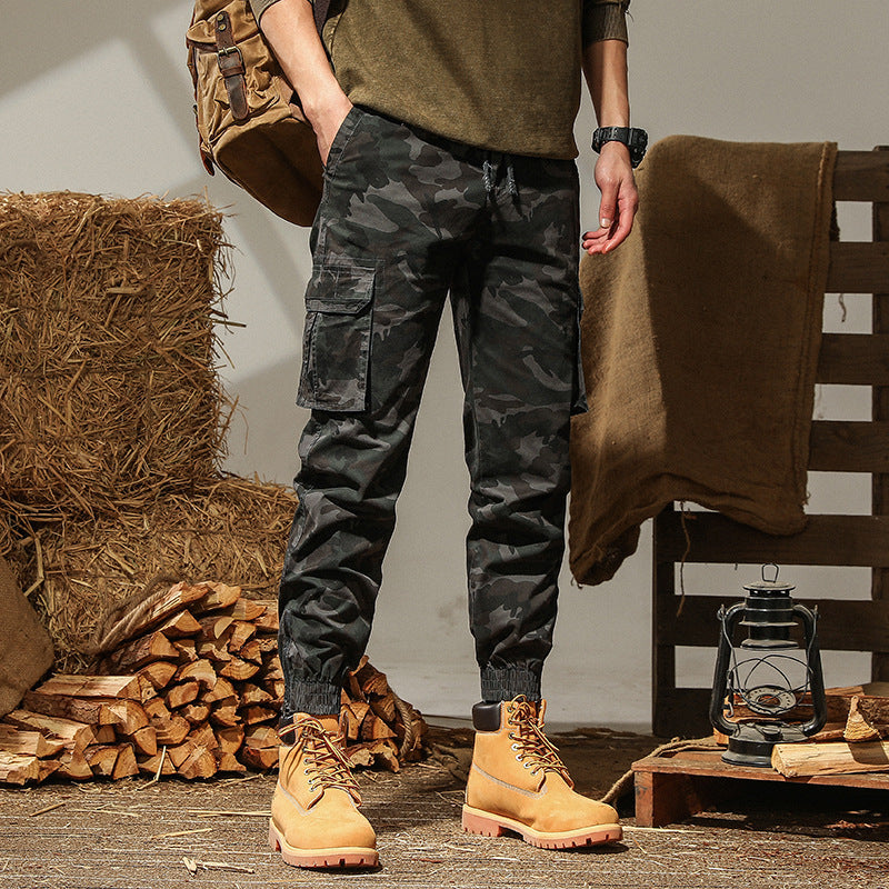 Herren Camouflage Cargo-Joggerhose mit elastischem Kordbund und verstärkten Kniepartien Nord Taschen
