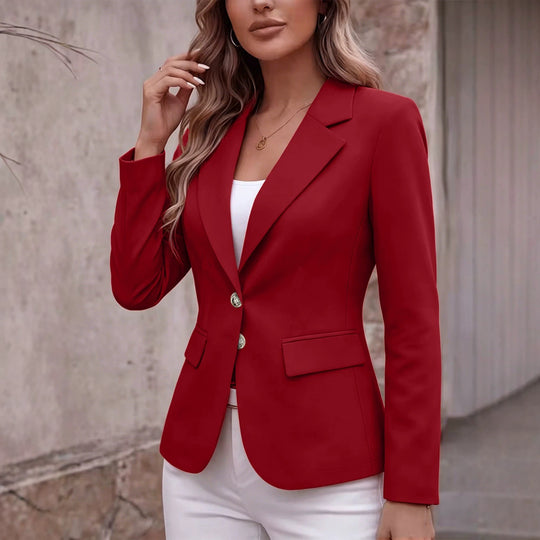 Damen Taillierter Einreihiger Blazer mit Reverskragen und Pattentaschen Nord Taschen