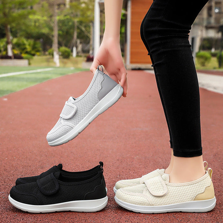 Damen Atmungsaktive Slip-On Freizeitschuhe mit verstellbarem Klettverschluss