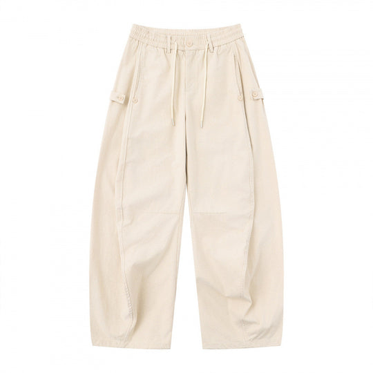 Damen Weite Culotte-Cargo-Hose mit elastischem Bund, Tunnelzug und aufgesetzten Taschen Nord Taschen
