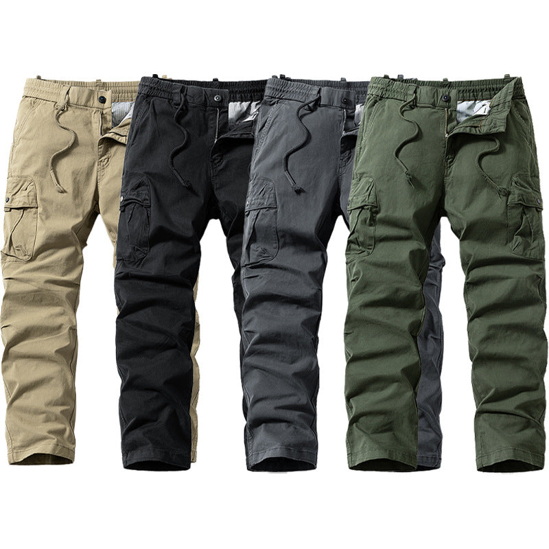 Herren Relaxed-Fit Canvas‑Cargohose mit Elastikbund, verdecktem Tunnelzug und Mehrfach‑Klappentaschen Nord Taschen