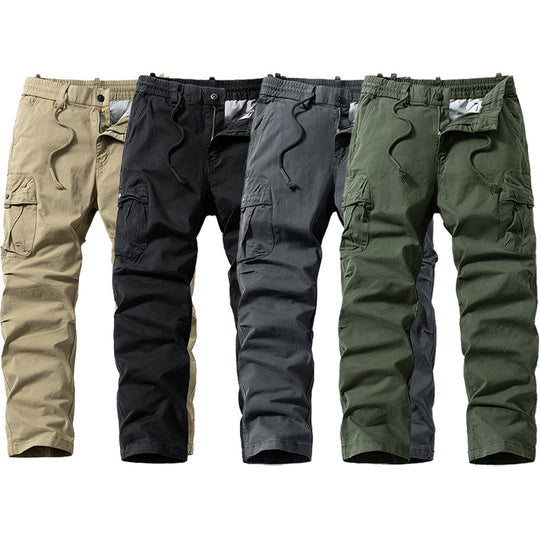 Herren Relaxed-Fit Canvas‑Cargohose mit Elastikbund, verdecktem Tunnelzug und Mehrfach‑Klappentaschen Nord Taschen