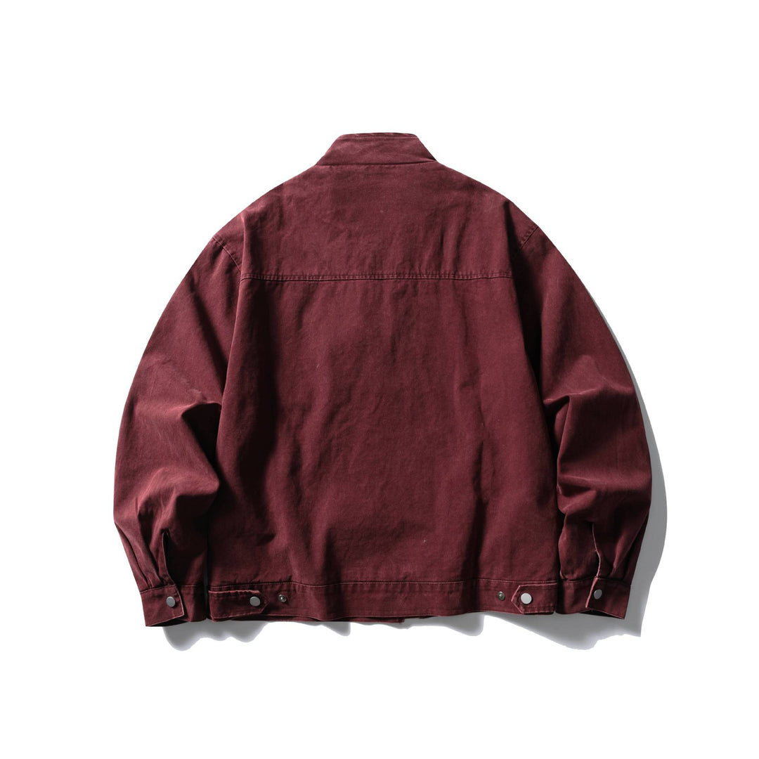 Herren Kurzer Vintage‑Denim Field‑Blouson mit Stehkragen, Knebelverschluss und Utility‑Taschen Nord Taschen