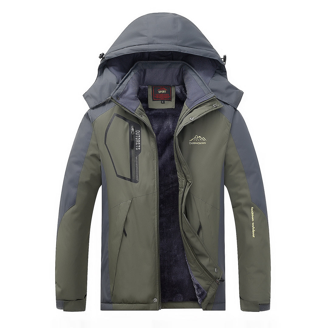 Herren wasserabweisende Outdoorjacke mit Teddyfleece-Innenlage, verstellbarer Kapuze und Multifunktions-Taschen Nord Taschen