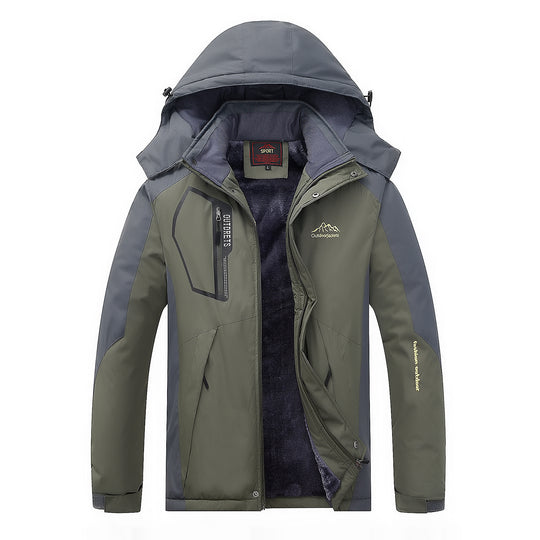 Herren wasserabweisende Outdoorjacke mit Teddyfleece-Innenlage, verstellbarer Kapuze und Multifunktions-Taschen Nord Taschen