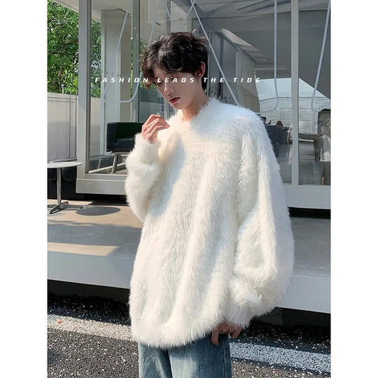 Damen Gemütlicher Oversized-Pullover mit flauschiger Textur Nord Taschen