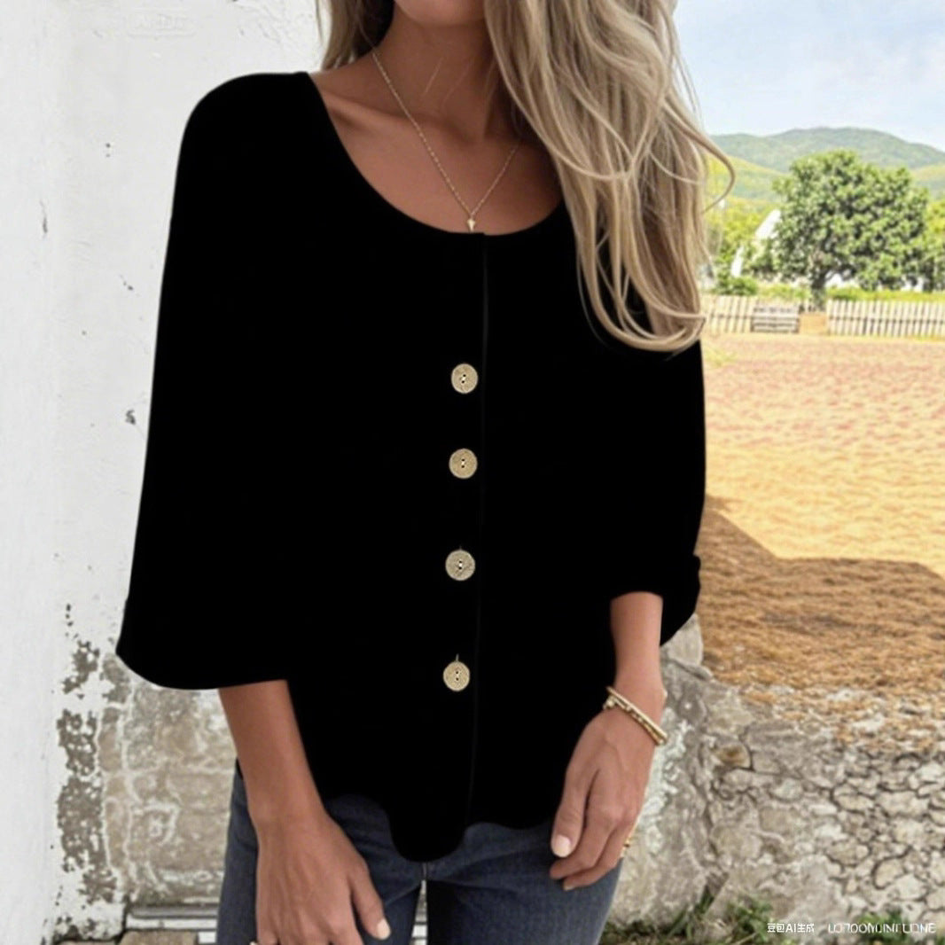 Damen Elegantes und lässiges Blusenshirt mit Knopfdetail