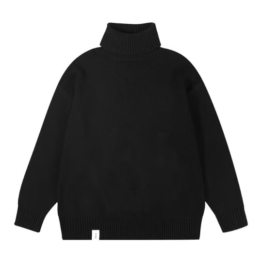 Damen Oversize-Rollkragenpullover aus weichem Baumwollmix mit gerippten Bündchen und verlängertem Saum Nord Taschen