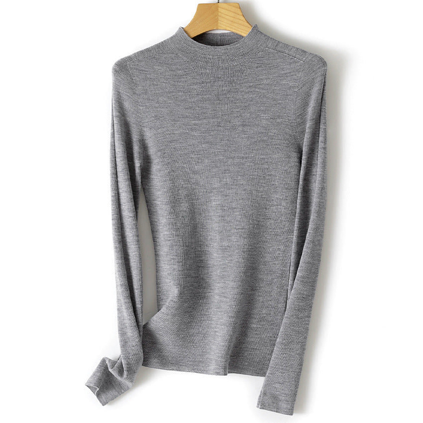 Damen Leichter Feinstrick-Pullover mit kurzem Stehkragen und schmaler Silhouette Nord Taschen