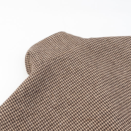 Damen Kurze Oversize-Übergangsjacke im Hahnentritt-Muster mit Stehkragen und elastischem Saum Nord Taschen
