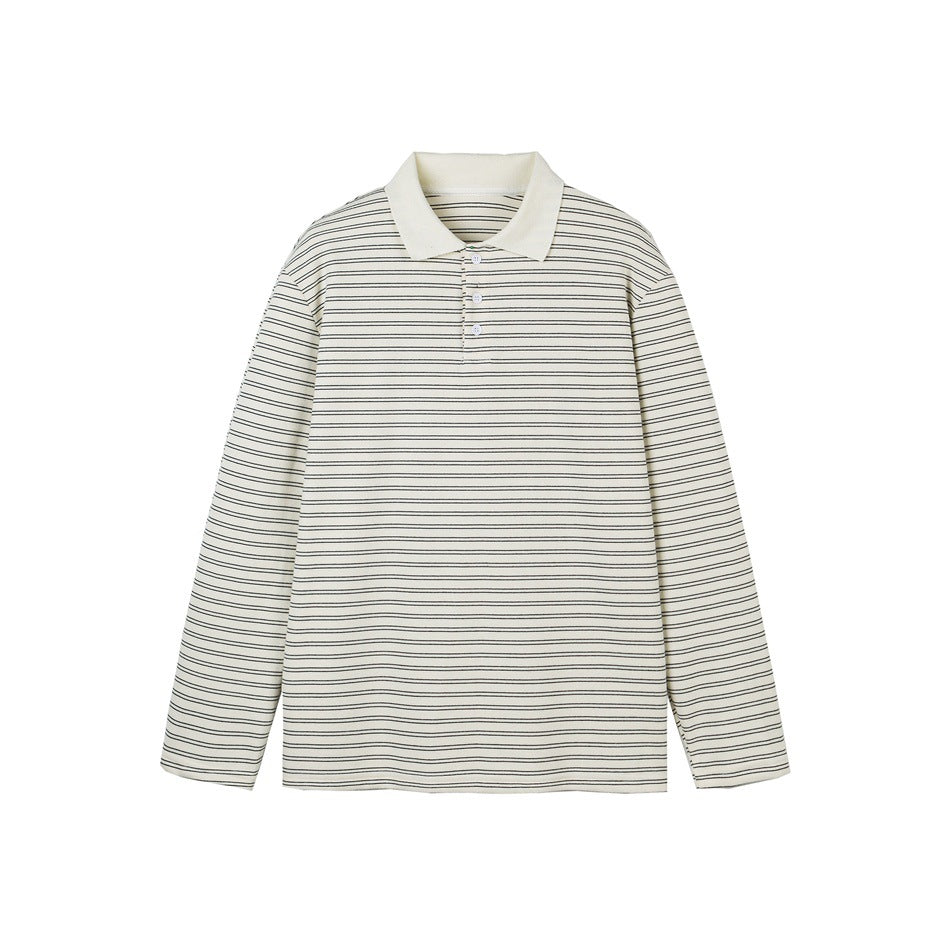 Herren Langarm-Poloshirt aus feinem Baumwollstrick mit Kentkragen und feiner Streifenstruktur Nord Taschen