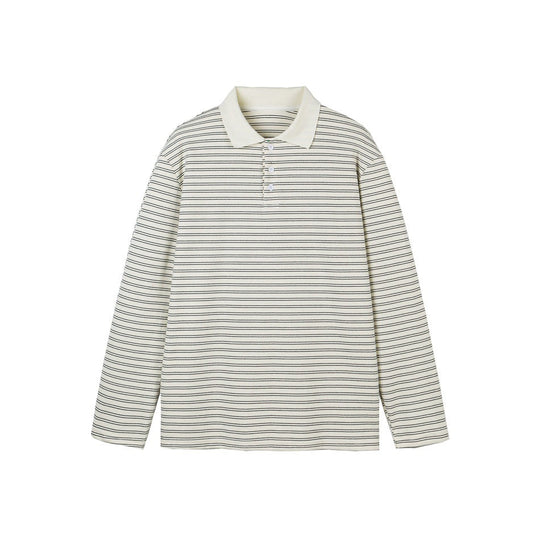 Herren Langarm-Poloshirt aus feinem Baumwollstrick mit Kentkragen und feiner Streifenstruktur Nord Taschen