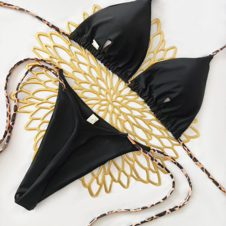 Damen Triangel-Bikini-Set mit verstellbaren Trägern und modischem Leoprint Nord Taschen
