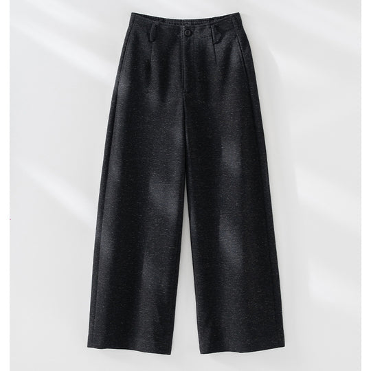 Damen Elegante hochtaillierte Wollblend-Palazzohose mit Bundfalten und geradem Bein Nord Taschen
