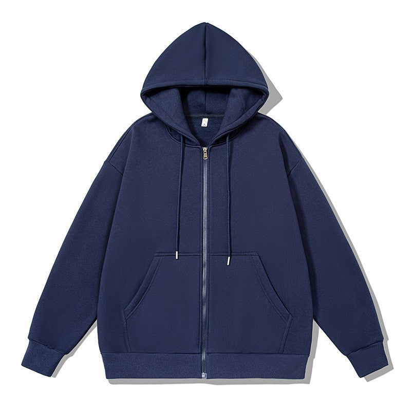 Unisex nan oversized Kapuzenjacke mit ausladendem Schulterschnitt, durchgehendem Reißverschluss und French-Terry Nord Taschen