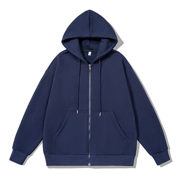 Unisex nan oversized Kapuzenjacke mit ausladendem Schulterschnitt, durchgehendem Reißverschluss und French-Terry Nord Taschen