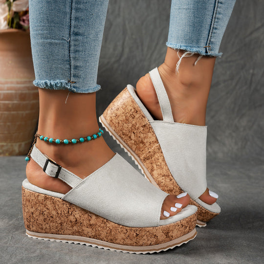Damen Keilabsatz-Sandalen mit verstellbarem Riemen und komfortablem Fußbett Nord Taschen