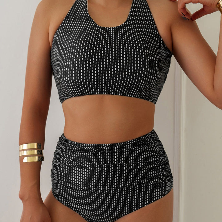 Damen Bikiniset mit hoch geschnittenen Unterteilen und Raffung