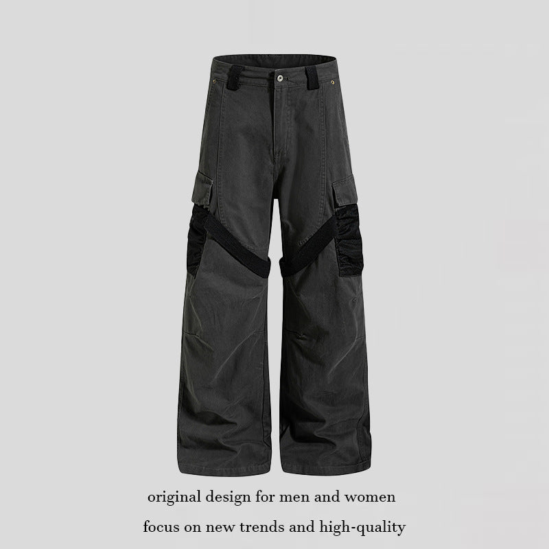 Damen Weite Cargo‑Palazzo‑Hose mit Utility‑Taschen und Mesh‑Einsätzen Nord Taschen