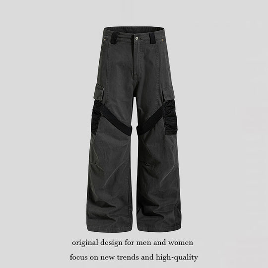 Damen Weite Cargo‑Palazzo‑Hose mit Utility‑Taschen und Mesh‑Einsätzen Nord Taschen