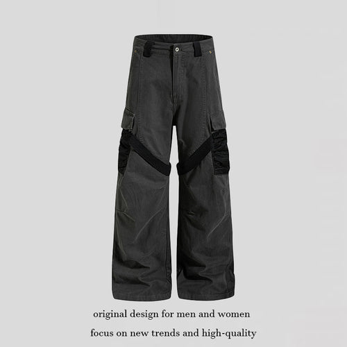 Damen Weite Cargo‑Palazzo‑Hose mit Utility‑Taschen und Mesh‑Einsätzen Nord Taschen