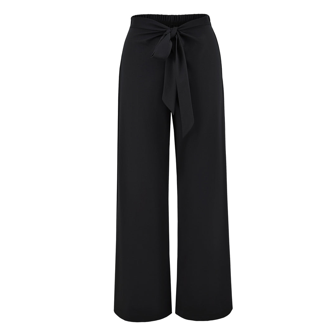 Damen Hochtaillierte Culotte-Hose mit weitem Bein und Bindegürtel Nord Taschen