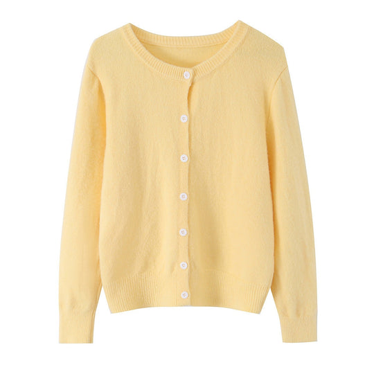 Damen Feinstrick-Cardigan mit Rundhalsausschnitt, durchgehender Knopfleiste und geripptem Saum Nord Taschen