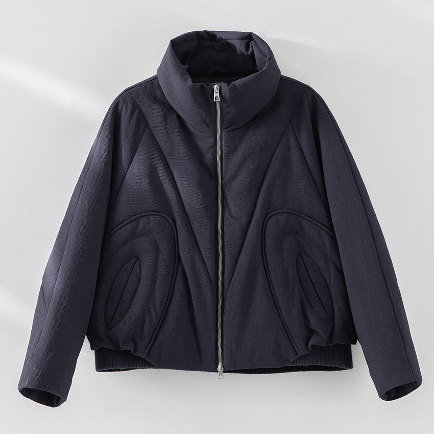 Damen Kurze gesteppte Steppjacke mit hohem Stehkragen und skulpturaler Nahtführung Nord Taschen