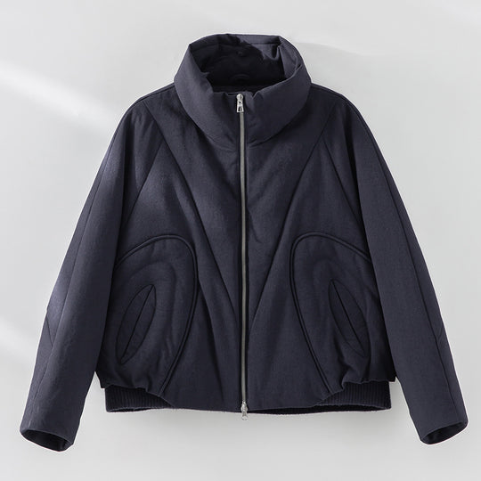 Damen Kurze gesteppte Steppjacke mit hohem Stehkragen und skulpturaler Nahtführung Nord Taschen