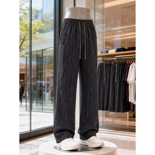 Herren Weite texturierte Loungehose mit Kordelzug und elastischem Bund Nord Taschen