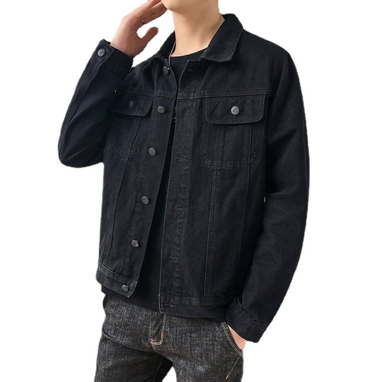Herren schmal geschnittene Denim-Truckerjacke mit minimalistischer Nahtführung Nord Taschen