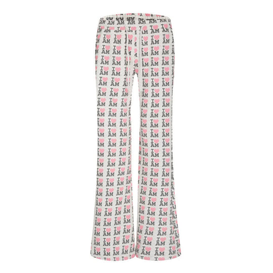 Damen High-Waist Loungehose mit ausgestelltem Beinschnitt, Kordelzug und Allover-Statement-Print Nord Taschen