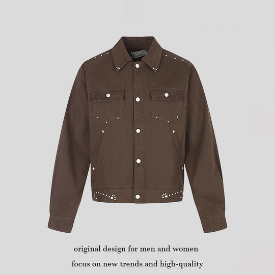 Damen kurze Truckerjacke aus Canvas mit Zierösen, Druckknopffront und Pattentaschen Nord Taschen