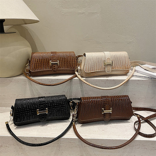 Damen elegante Umhängetasche mit Kroko-Prägung und praktischem Schulterriemen Nord Taschen