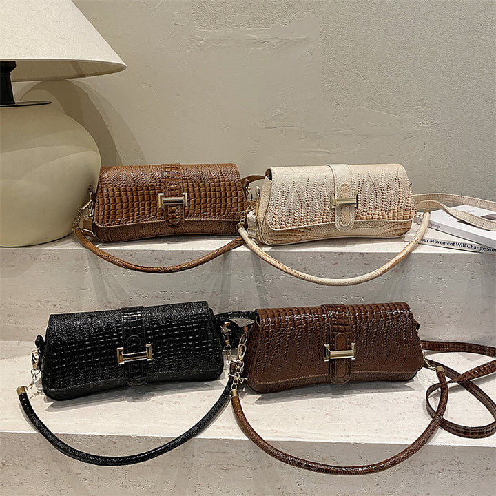 Damen elegante Umhängetasche mit Kroko-Prägung und praktischem Schulterriemen Nord Taschen