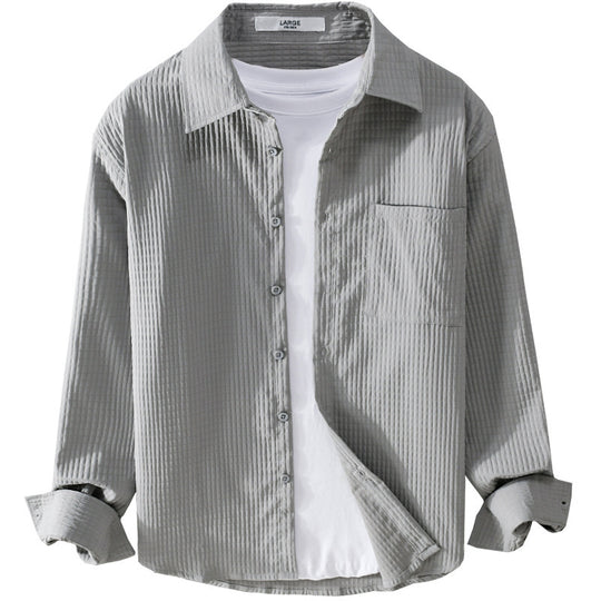 Herren Texturiertes Waffelstruktur-Overshirt mit Brusttasche und legerer Passform Nord Taschen