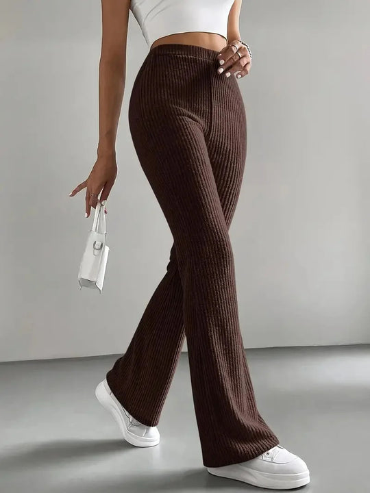 Damen Lässige und elegante Ripp-Optik Hose Nord Taschen