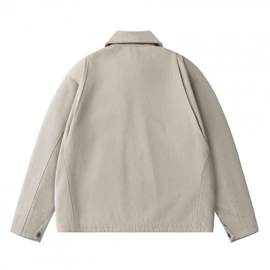 Unisex Kastenförmige Kurzjacke im Worker-Blouson-Stil mit Hemdkragen und verdecktem Reißverschluss Nord Taschen