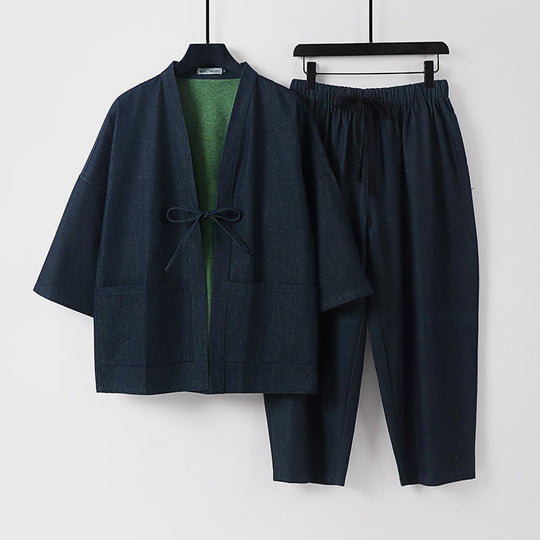 Unisex Kimono-Jacke und lockere Bundhose im Denim-Look Nord Taschen